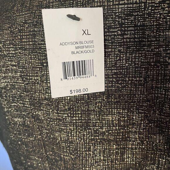 NWT Tahari Blouse XL Peplum Top Metalic Black Gold Holiday Party Date Wedding - Picture 6 of 15